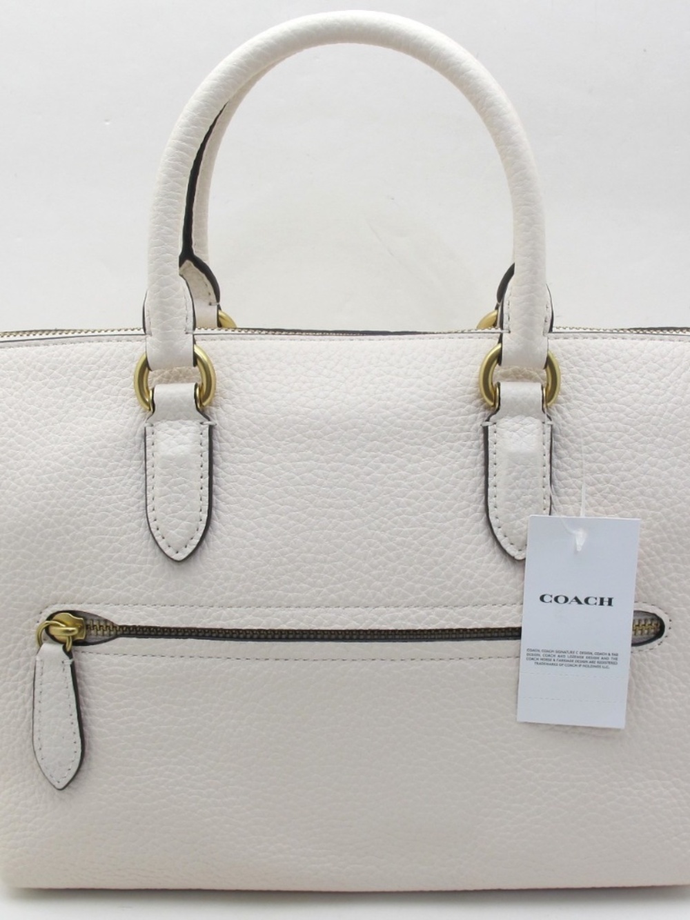 COACH Cara Soft Pebble Leather Crossbody Satchel Chalk NEW - Picture 10 of 12
